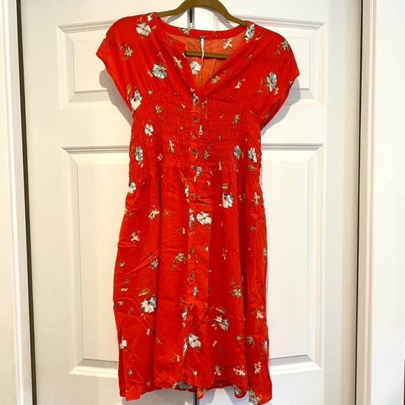 Free People Greatest Day Floral Smocked Mini Dress size medium - Picture 2 of 7